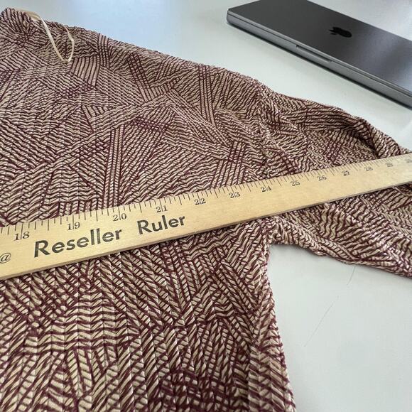 Zara Shirt Womens Small Red Brown Geometric Pleat Textured Top Oversized - Picture 8 of 8